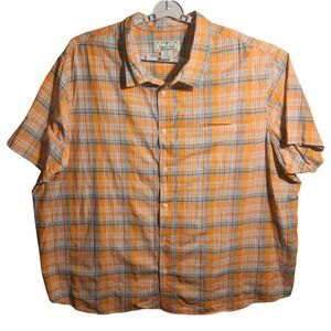 Liberty Blues Mens 5XL Orange‎ Plaid Short Sleeve Button Down Shirt 79-1145-6
